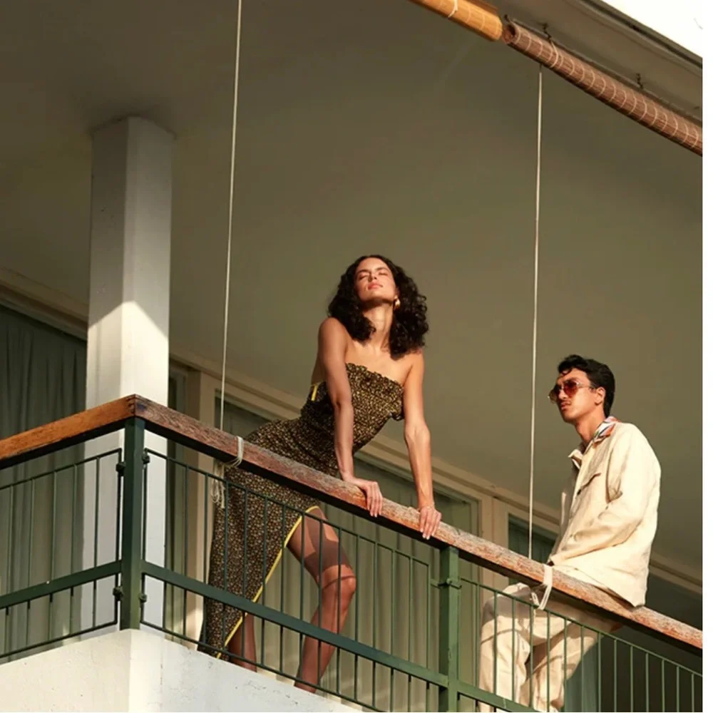 SIEDRES Smocked Floral Asymmetrical Open Back Marissa Dress size FR 36 - Picture 2 of 11